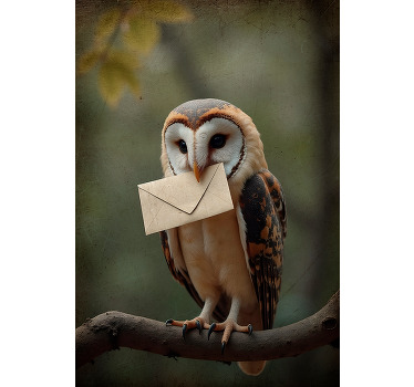 Poster photo réaliste hibou avec une lettre - TenStickers