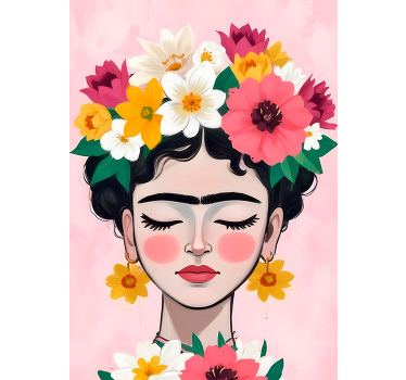 Poster arte sombrero de flores frida - TenVinilo