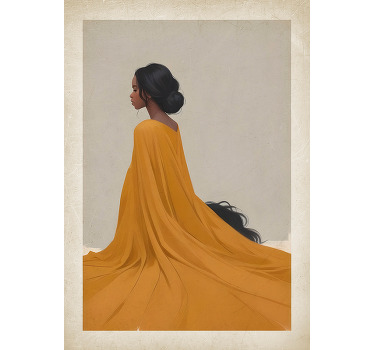 Poster arte dama con vestido naranja - TenVinilo