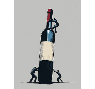 Poster abstrait travailler sur une bouteille de vin - TenStickers