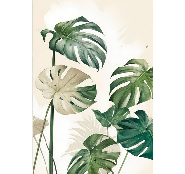 Poster dibujo artístico hojas de monstera - TenVinilo