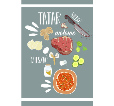 Plakat do kuchni tatar na talerzu - TenStickers