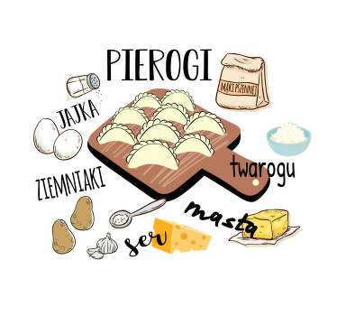 Plakat do kuchni pierogi ruskie w smaku i kolorze - TenStickers