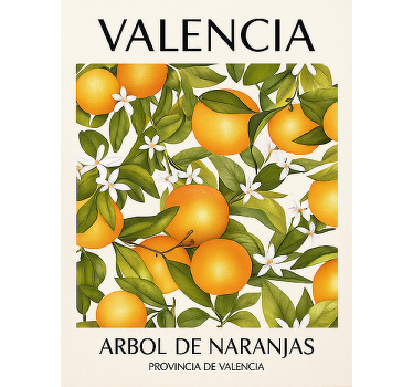 Poster cocina árbol de naranja valencia - TenVinilo