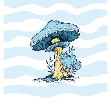 Kitchen poster featuring blue mushroom illustration - TenStickers
