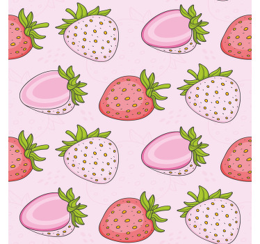 Kitchen poster seamless pink and red strawberries - TenStickers