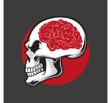 青少年卧室的宣传画红色骷髅与大脑 - TenStickers