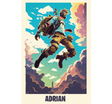 Teenager poster of epic character with custom name - TenStickers