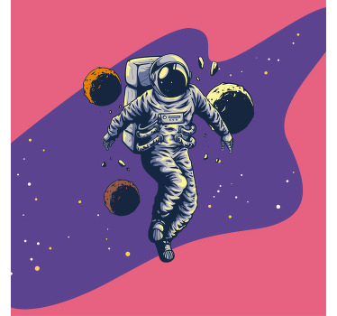 Poster for teenager hand drawn flying astronaut - TenStickers
