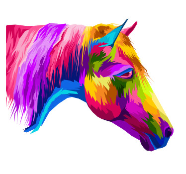 Living room poster colorful horses - TenStickers
