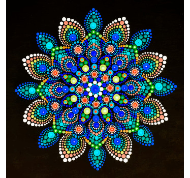 客厅海报呈现曼荼罗彩色点缀 - TenStickers