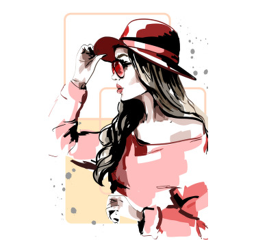 Αφίσα για το σαλόνι κυρίες με καπέλο - TenStickers