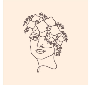 Oturma odası afişi minimalist şık kadın çiçekli - TenStickers