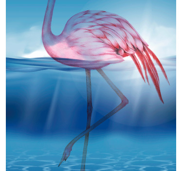 Plakat do salonu z motywem flaminga pod wodą - TenStickers