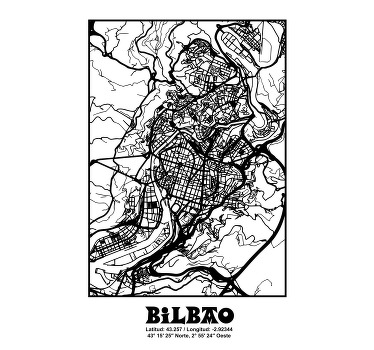 Plakat do salonu mapa topograficzna bilbao - TenStickers