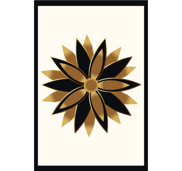 Plakat do salonu złote kwiaty - TenStickers