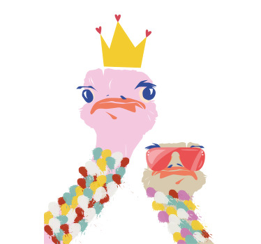 Plakat do salonu kolorowe strusie w stylu artystycznym - TenStickers