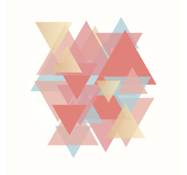 Poster salón triángulos en rosa y dorado - TenVinilo