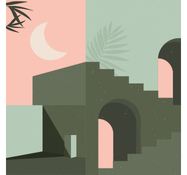 Poster salón arte mural en rosa y turquesa - TenVinilo