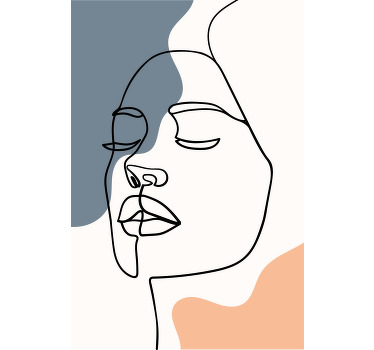 Poster woonkamer moderne en abstracte gezichten - TenStickers