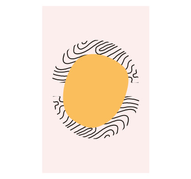 Poster woonkamer lijnen en gele vorm - TenStickers