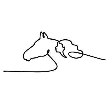 Poster salón ilustración lineal mujer con caballos - TenVinilo