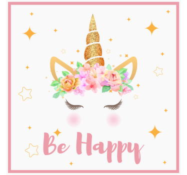Nursery poster unicorn with phrase be happy - TenStickers