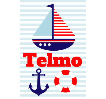 Nursery poster sailing boat with name - TenStickers