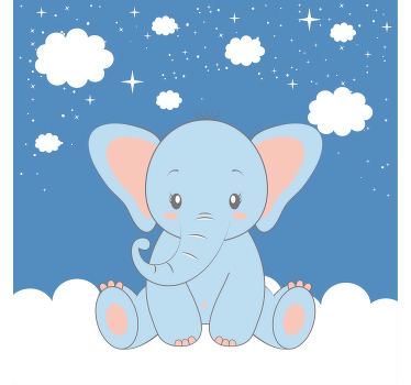 Poster d'arredo per la cameretta elefante blu carino - TenStickers