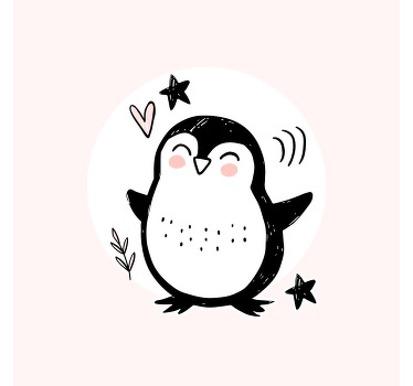 Nursery poster cute drawn baby penguin doodle - TenStickers