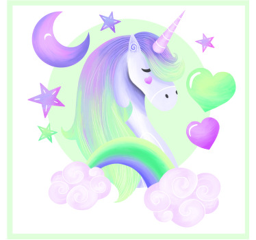 Nursery poster unicorns heart and rainbow - TenStickers