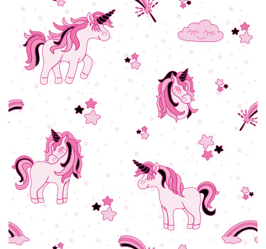 Nursery poster doodle style unicorn world - TenStickers