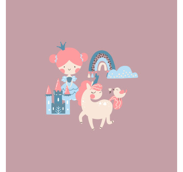 Poster cameretta unicorni e principesse pastello - TenStickers