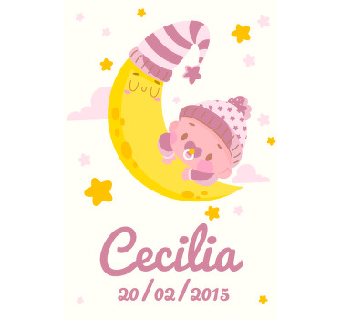 Nursery poster with baby's name and birth details - TenStickers