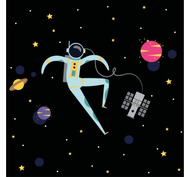 Nursery poster of a floating spaceman cartoon - TenStickers