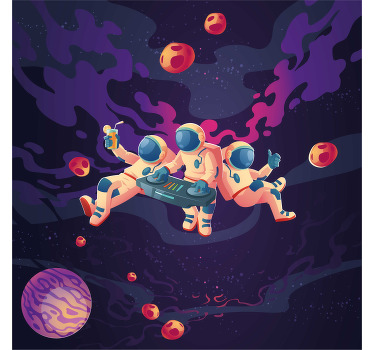 Nursery poster of playful cartoon astronauts - TenStickers