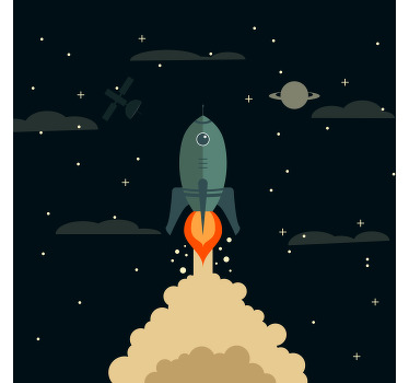 Nursery poster cartoon rocket launching to space - TenStickers