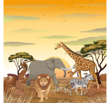 Nursery poster featuring african animals and plants - TenStickers