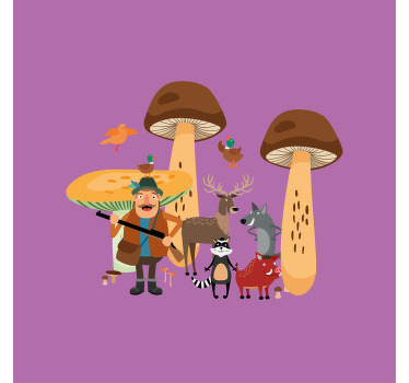 Nursery poster birds in mushroom forest - TenStickers