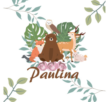 Nursery poster girly woodland animals personalized - TenStickers