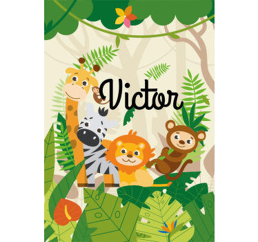 Nursery poster with custom jungle animals - TenStickers