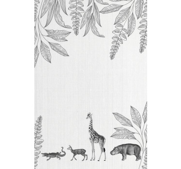 Nursery poster with safari animals and trees border - TenStickers