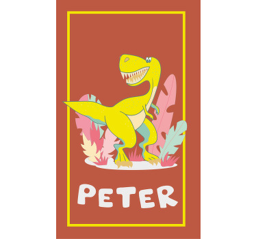 Nursery poster yellow dino with plants - TenStickers