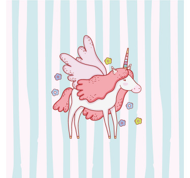 Nursery poster with unicorns, wings, and flowers - TenStickers