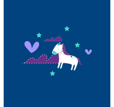 Nursery poster of adorable unicorns with clouds and stars - TenStickers
