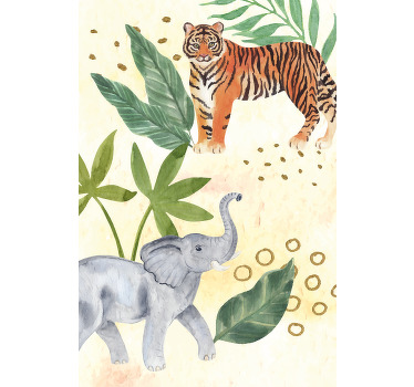 Nursery poster tropical animal adventure - TenStickers