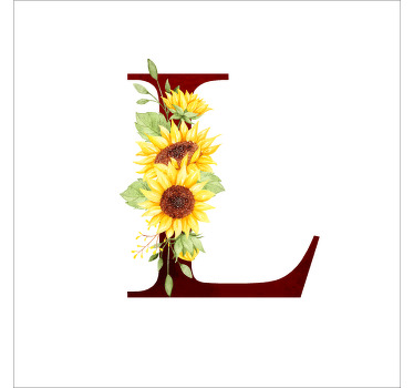 Flower poster customizable initial sunflower - TenStickers