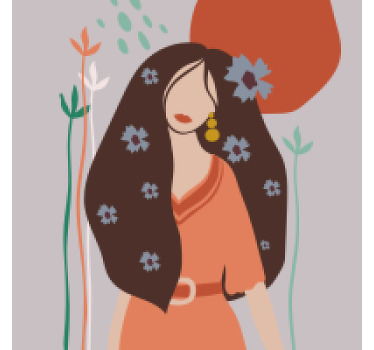 Flower poster of abstract woman with long hair - TenStickers
