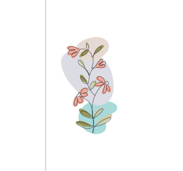 꽃과 식물이 있는 포스터 데이지 꽃과 장미 미니멀 디자인 - TenStickers