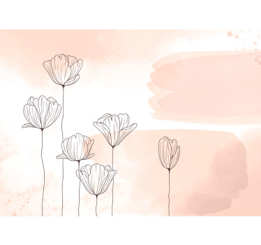 꽃과 식물이 있는 포스터 꽃의 선들 - TenStickers